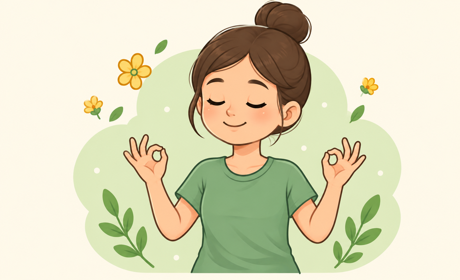 Happy serene girl illustration